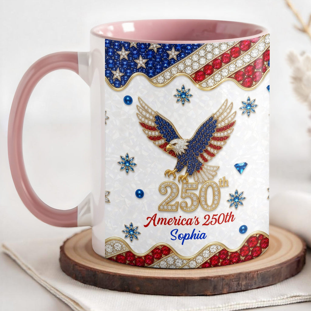 Personalized Jeweled Eagle Accent Mug Custom Design Gift Accent Mug GradoCreations