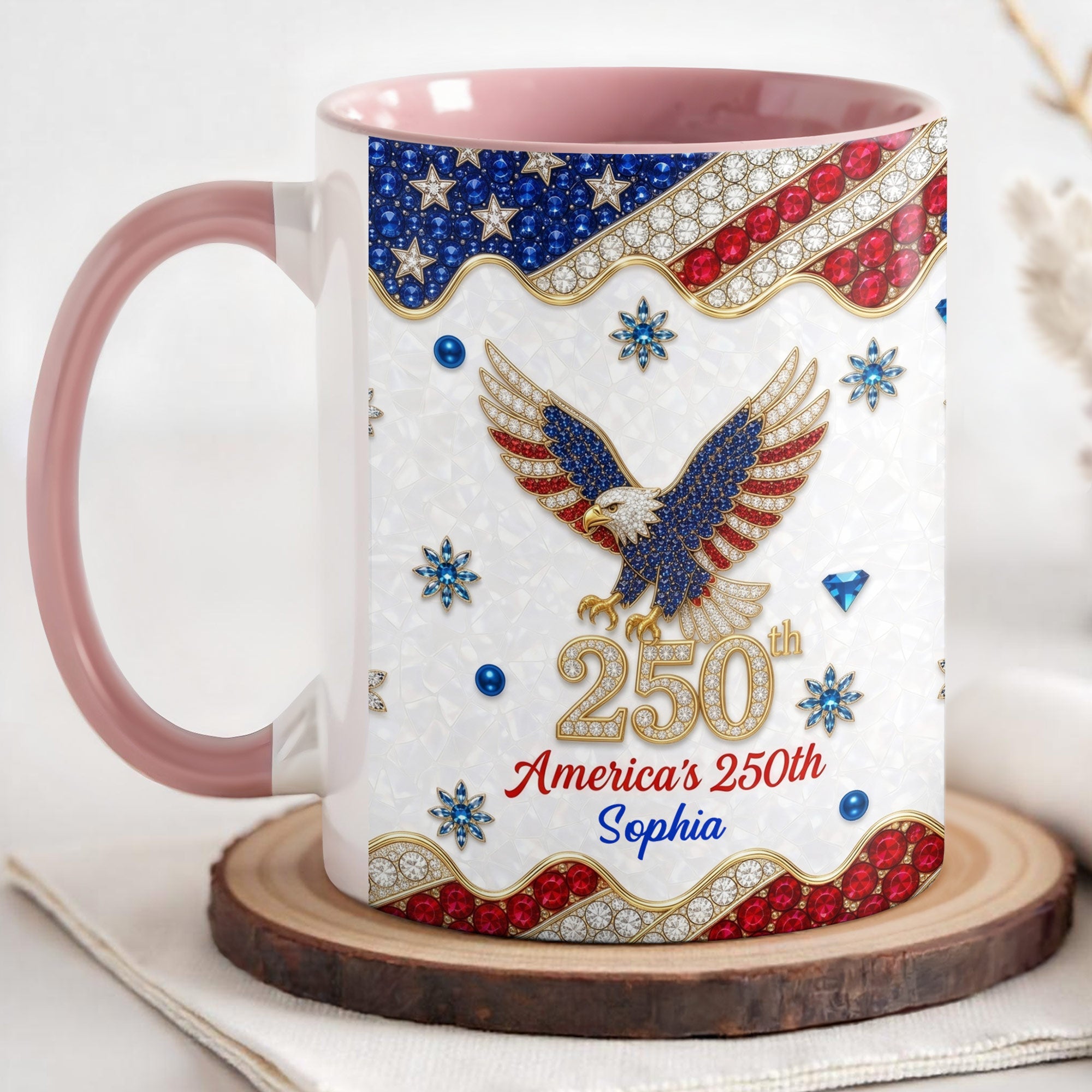 Personalized Jeweled Eagle Accent Mug Custom Design Gift Accent Mug GradoCreations