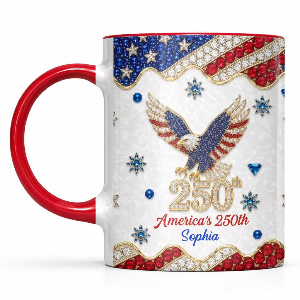 Personalized Jeweled Eagle Accent Mug Custom Design Gift Accent Mug GradoCreations