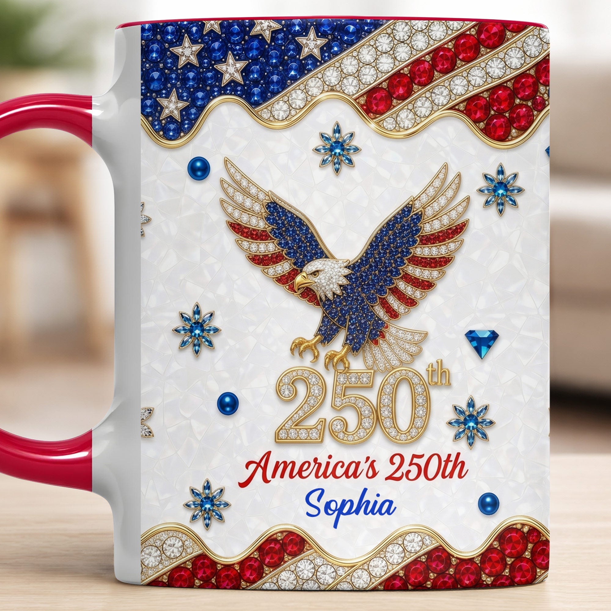Personalized Jeweled Eagle Accent Mug Custom Design Gift Accent Mug GradoCreations