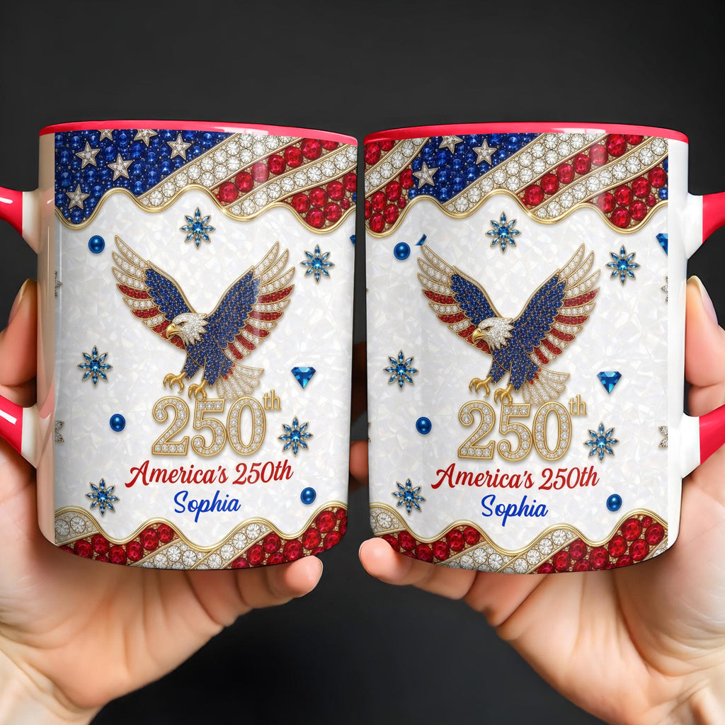Personalized Jeweled Eagle Accent Mug Custom Design Gift Accent Mug GradoCreations