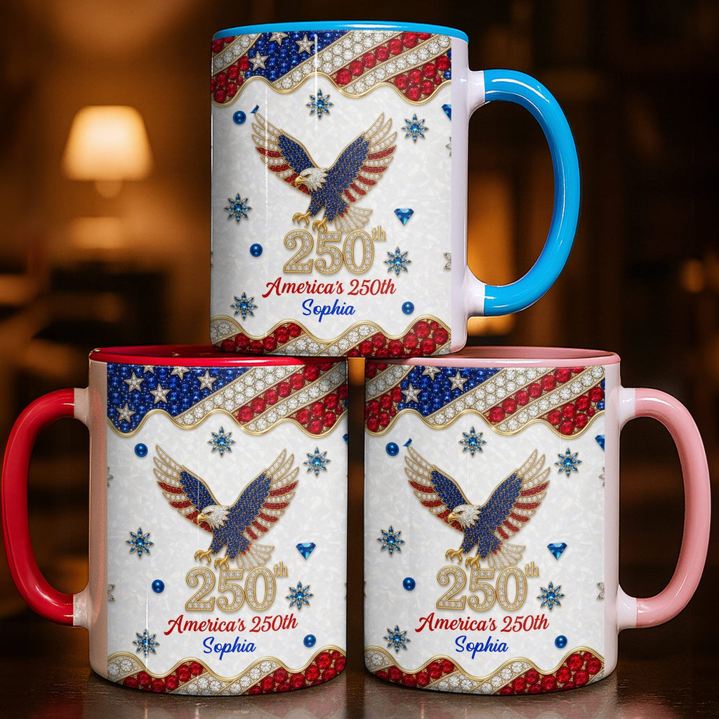 Personalized Jeweled Eagle Accent Mug Custom Design Gift Accent Mug GradoCreations