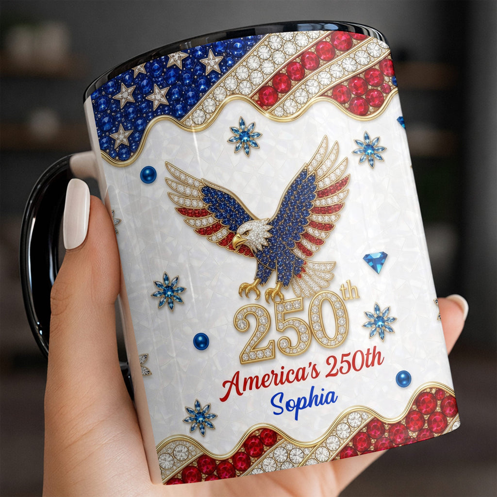 Personalized Jeweled Eagle Accent Mug Custom Design Gift Accent Mug GradoCreations