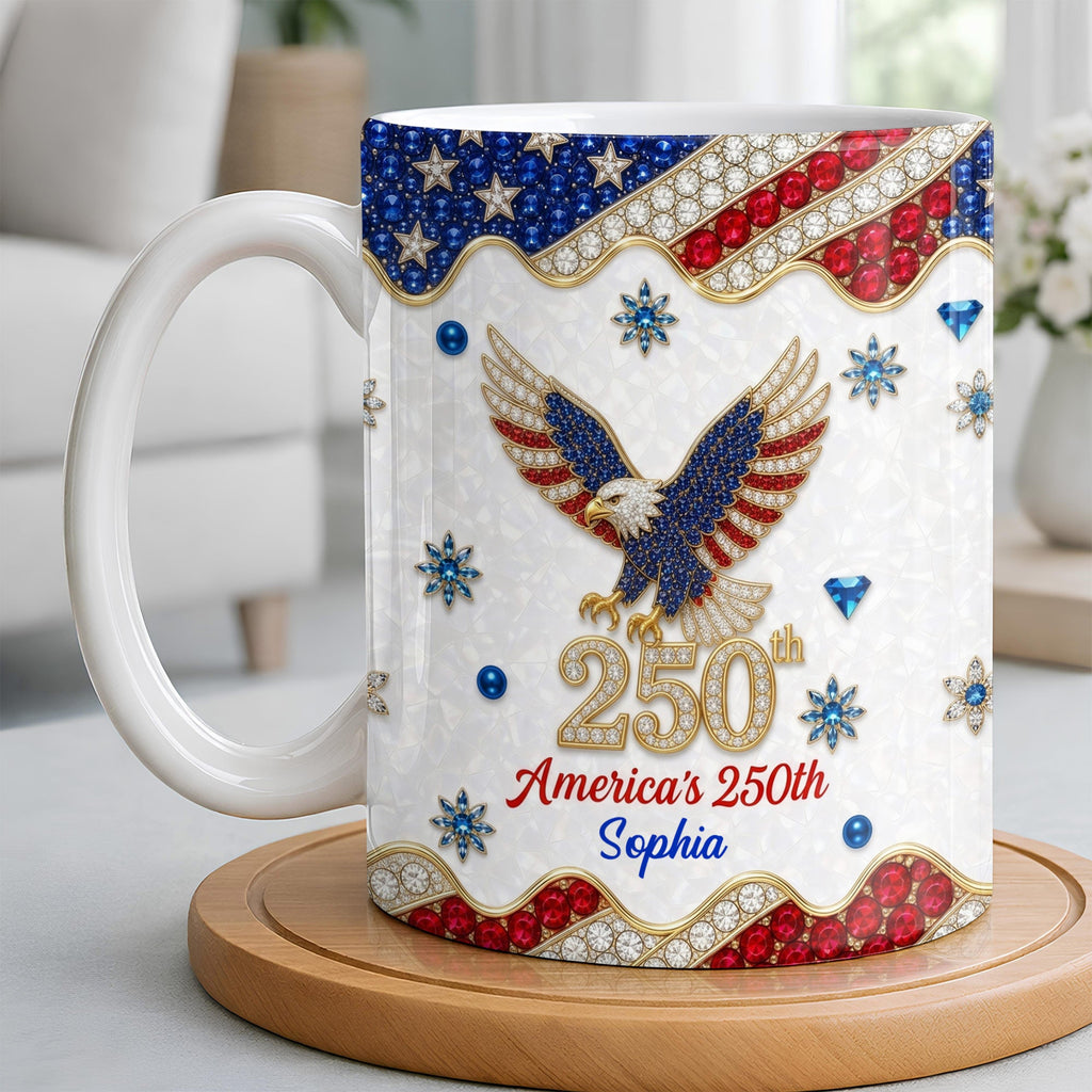 Personalized Bald Eagle Coffee Mug American Flag Gift for Dad Edge-to-edge Mug GradoCreations