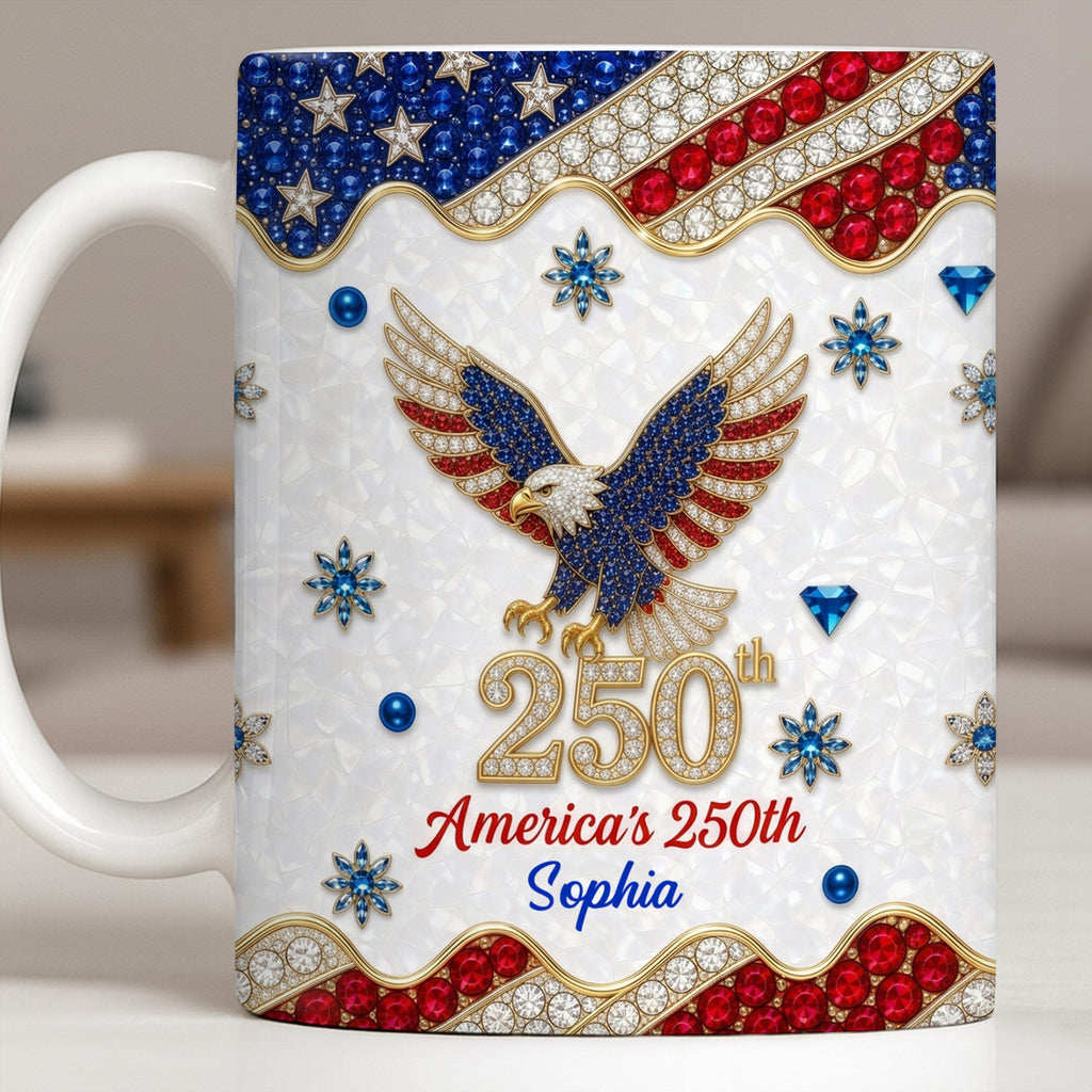 Personalized Bald Eagle Coffee Mug American Flag Gift for Dad Edge-to-edge Mug GradoCreations