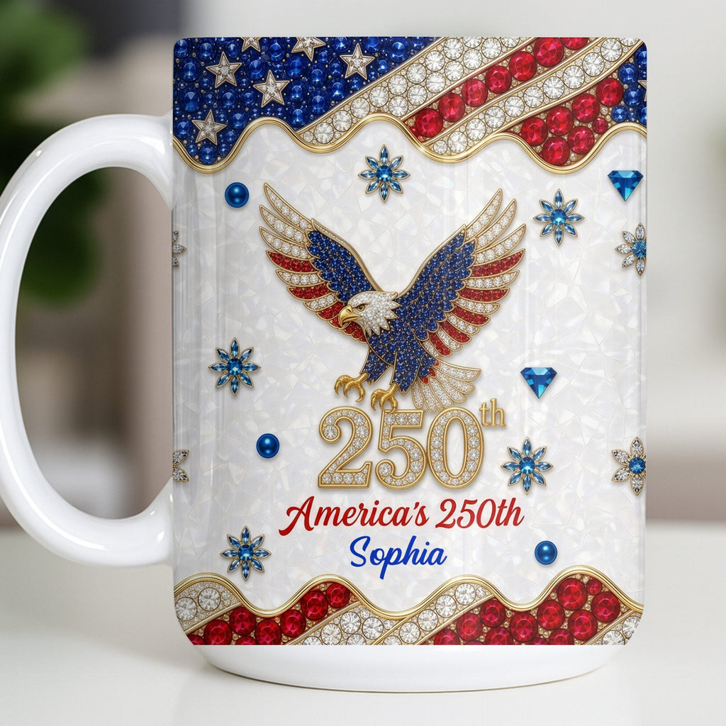 Personalized Bald Eagle Coffee Mug American Flag Gift for Dad Edge-to-edge Mug GradoCreations