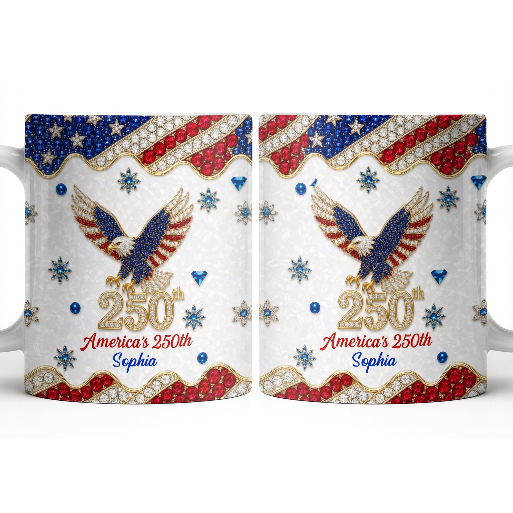 Personalized Bald Eagle Coffee Mug American Flag Gift for Dad Edge-to-edge Mug GradoCreations