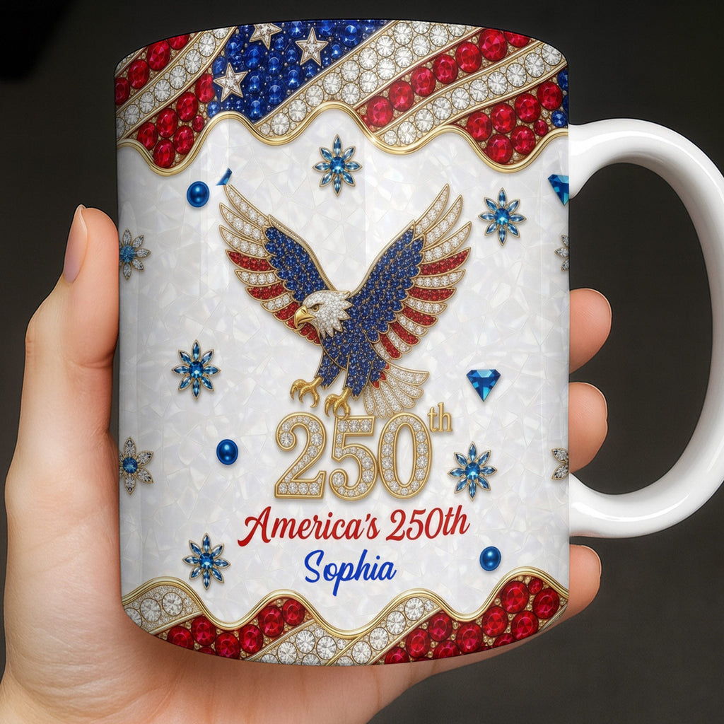 Personalized Bald Eagle Coffee Mug American Flag Gift for Dad Edge-to-edge Mug GradoCreations