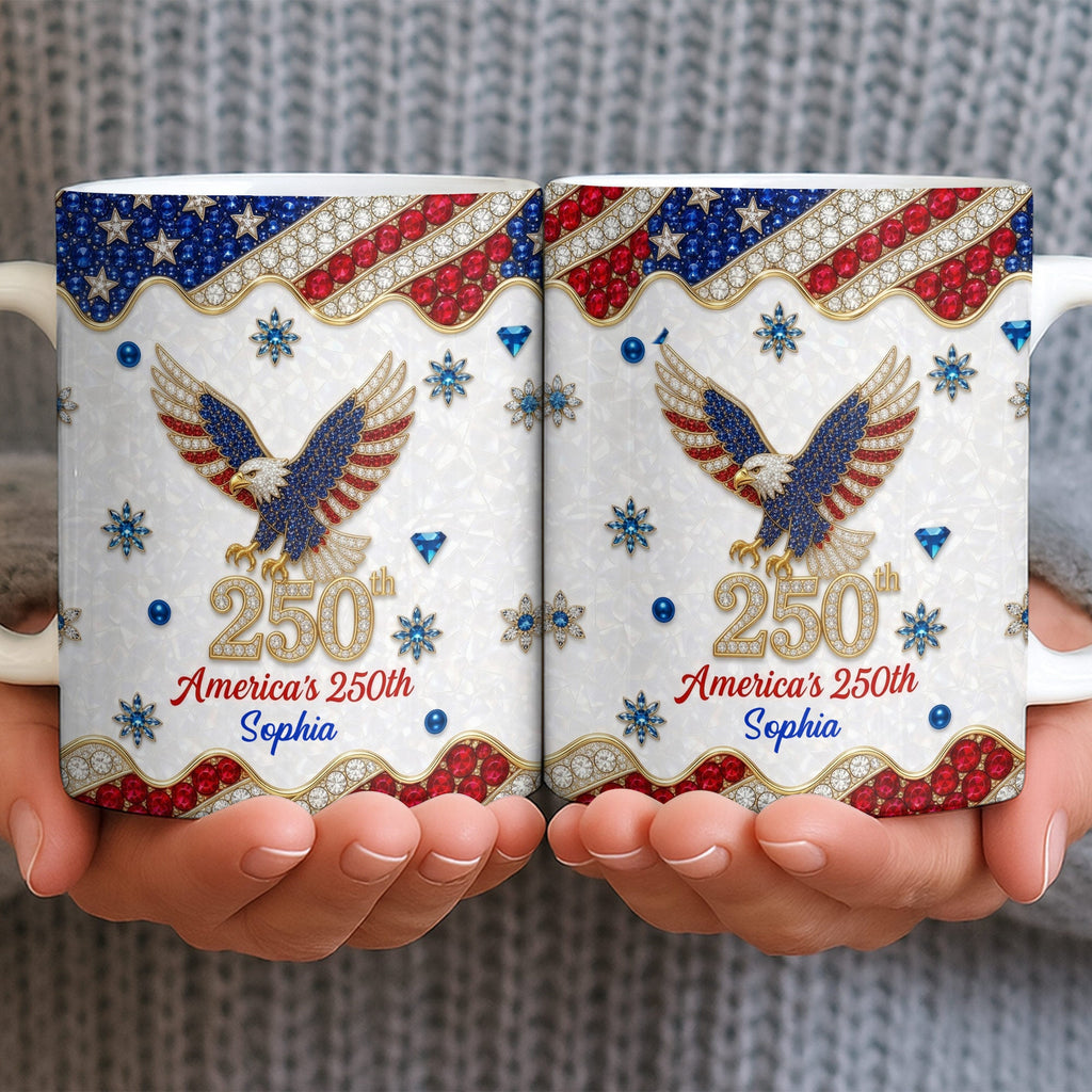 Personalized Bald Eagle Coffee Mug American Flag Gift for Dad Edge-to-edge Mug GradoCreations