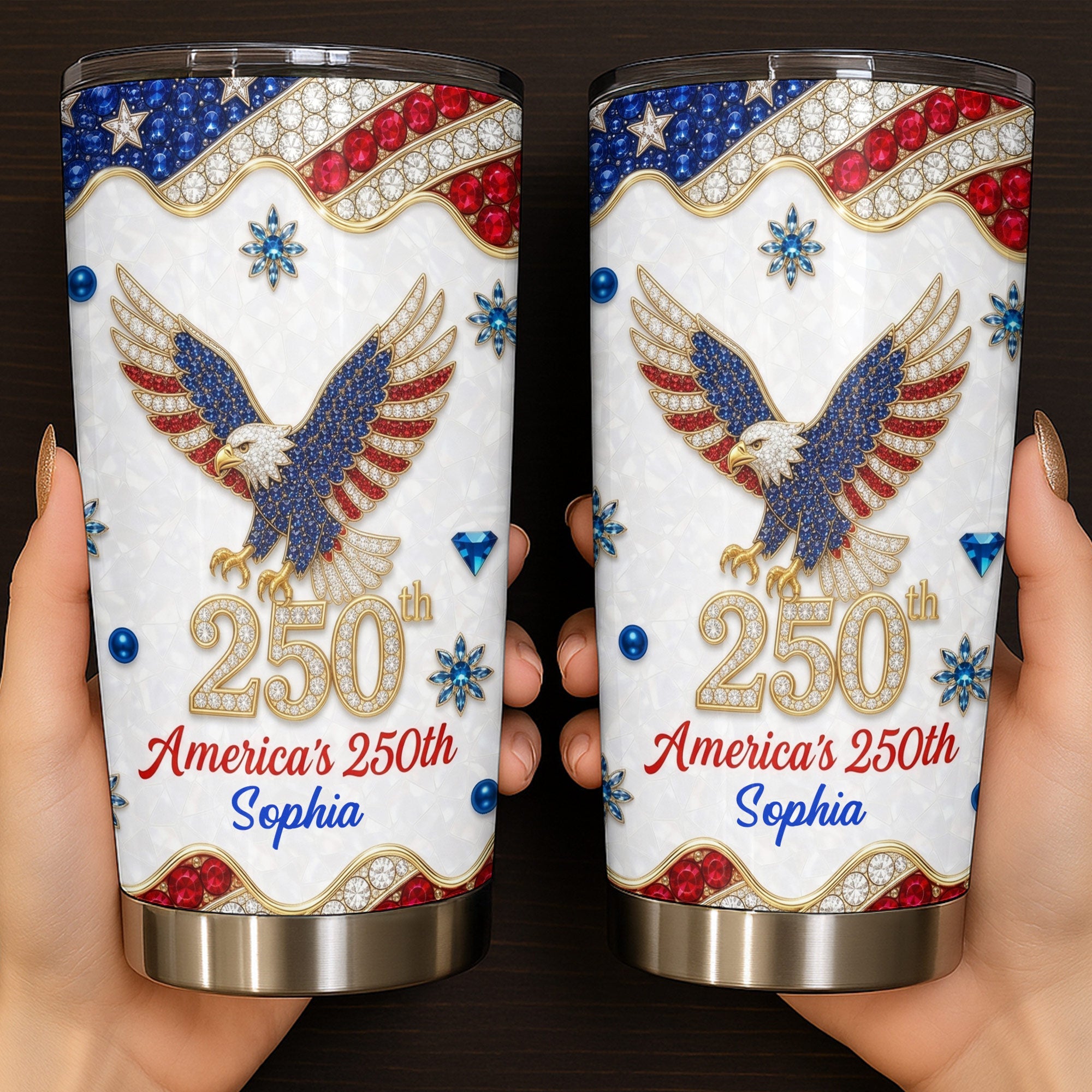 Personalized 20oz Stainless Steel Tumbler USA Flag Gift for Dad