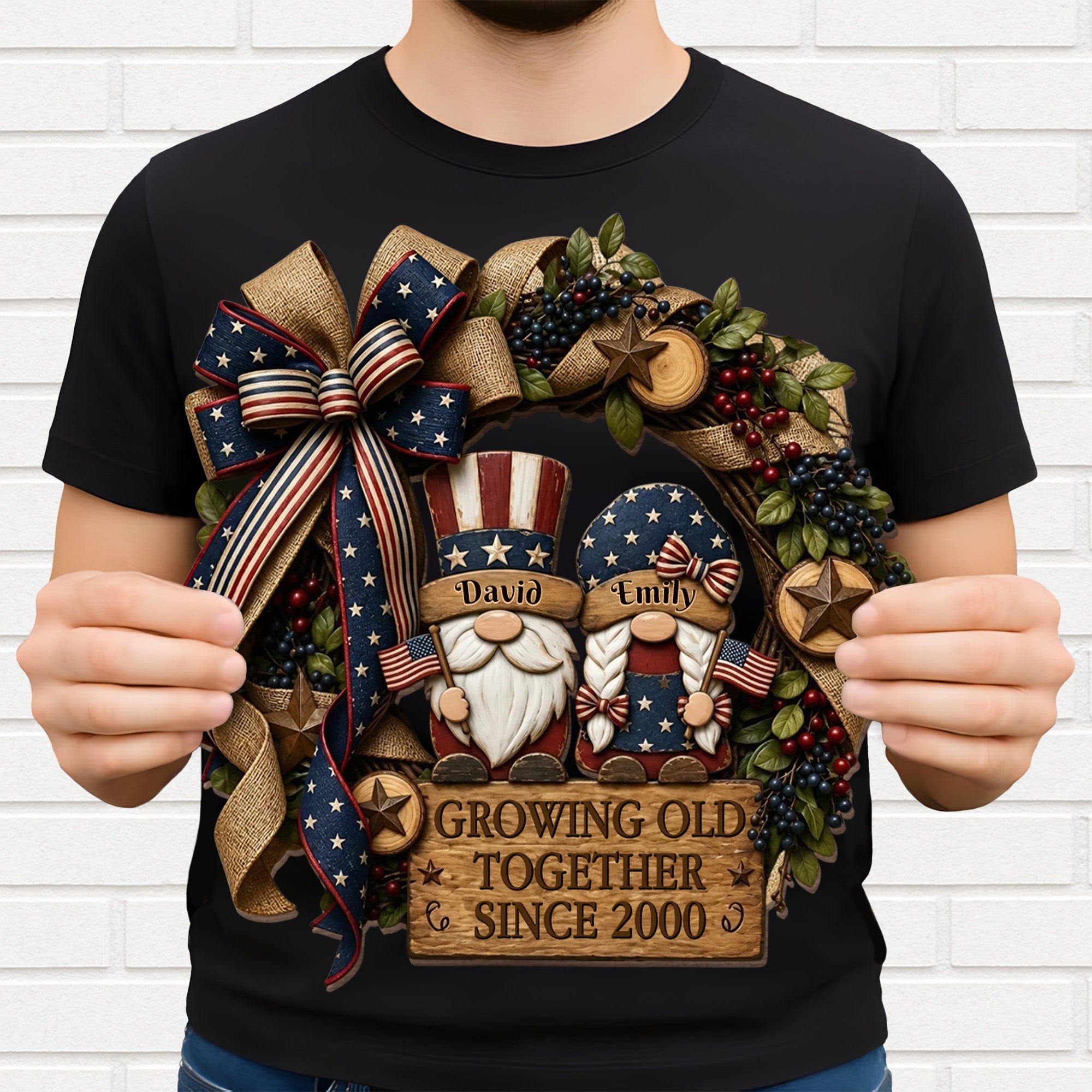 Personalized Patriotic Gnome Wood Sign Custom Gift for Couple Wood Sign GradoCreations