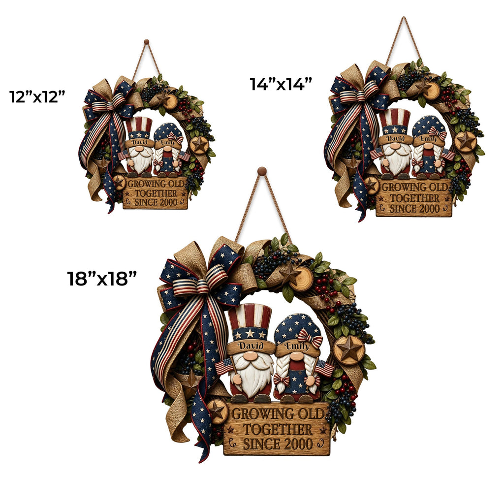 Personalized Patriotic Gnome Wood Sign Custom Gift for Couple Wood Sign GradoCreations
