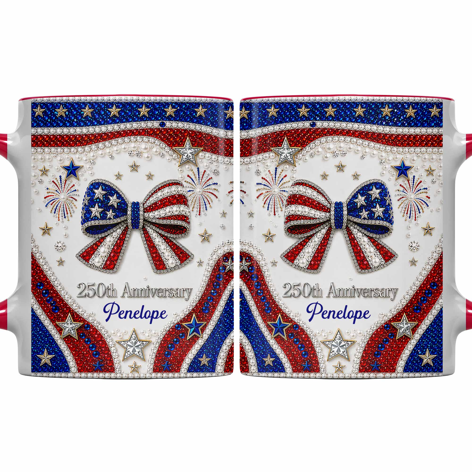 Personalized Accent Mug USA Flag Design Custom Gift for Couples Accent Mug GradoCreations