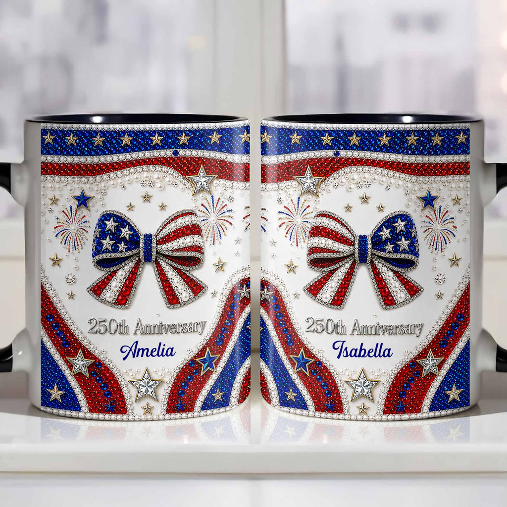 Personalized Accent Mug USA Flag Design Custom Gift for Couples Accent Mug GradoCreations