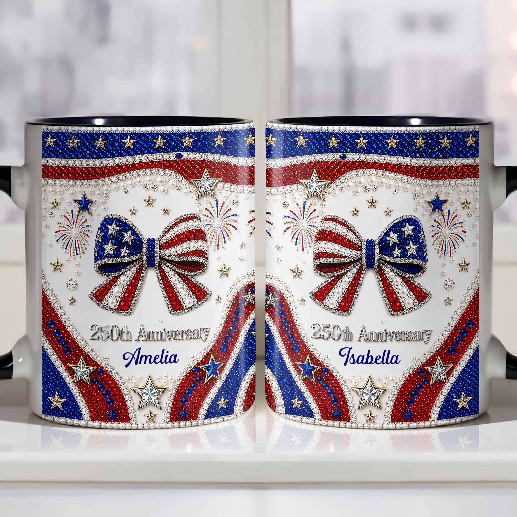 Personalized Accent Mug USA Flag Design Custom Gift for Couples Accent Mug GradoCreations