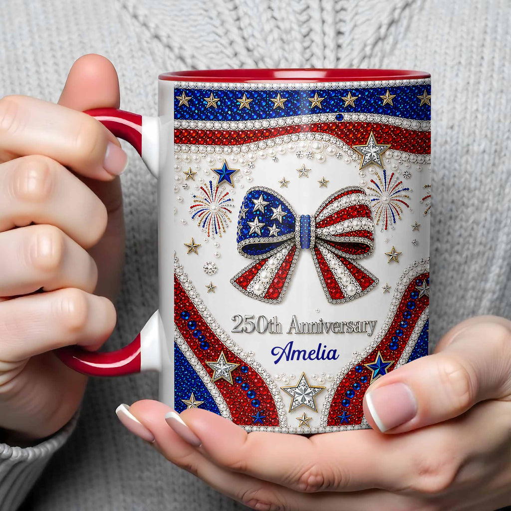 Personalized Accent Mug USA Flag Design Custom Gift for Couples Accent Mug GradoCreations