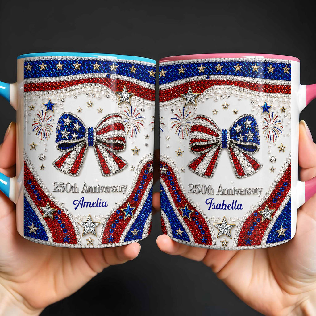 Personalized Accent Mug USA Flag Design Custom Gift for Couples Accent Mug GradoCreations