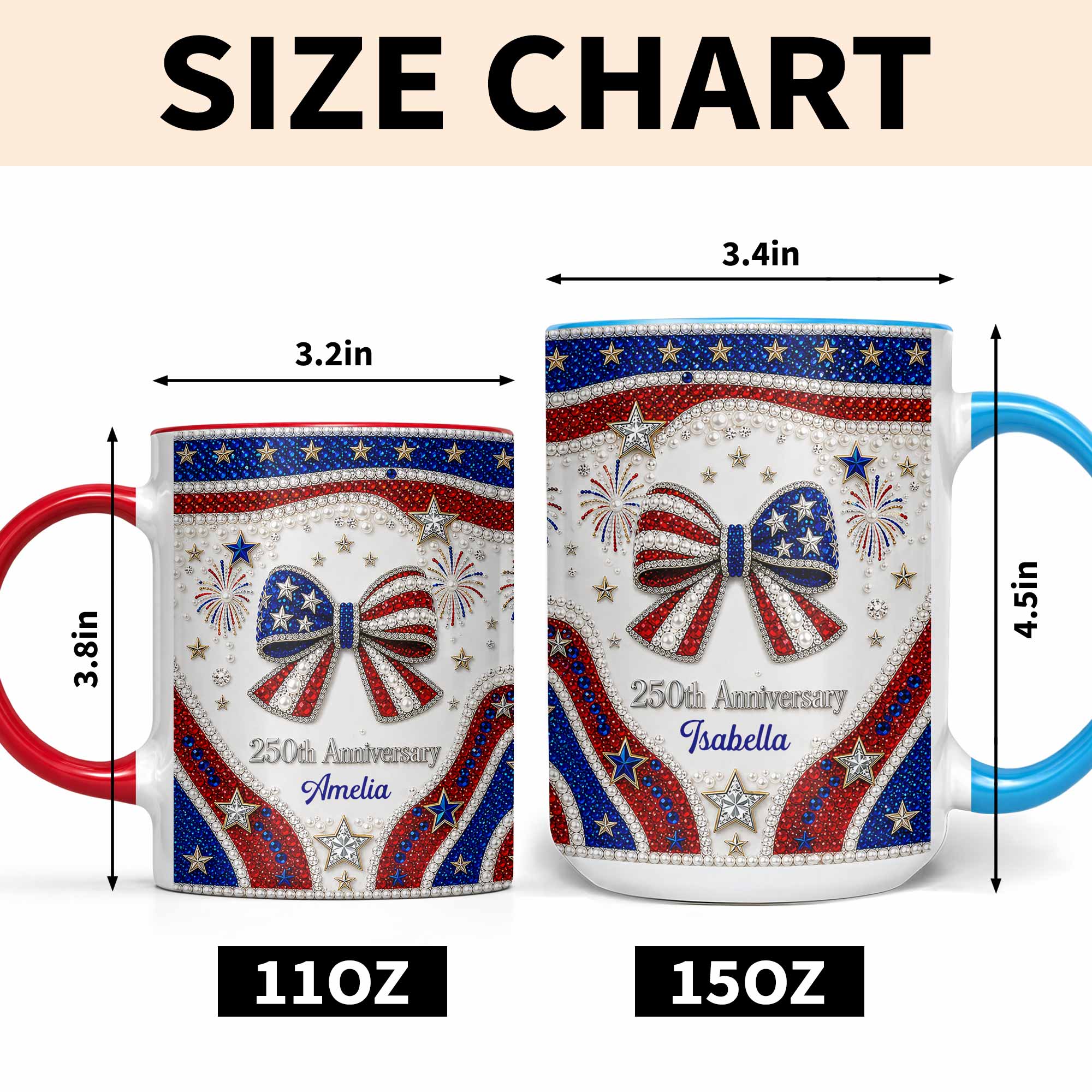 Personalized Accent Mug USA Flag Design Custom Gift for Couples Accent Mug GradoCreations