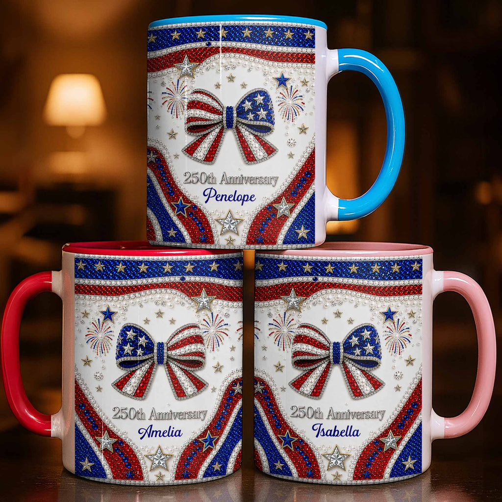 Personalized Accent Mug USA Flag Design Custom Gift for Couples Accent Mug GradoCreations