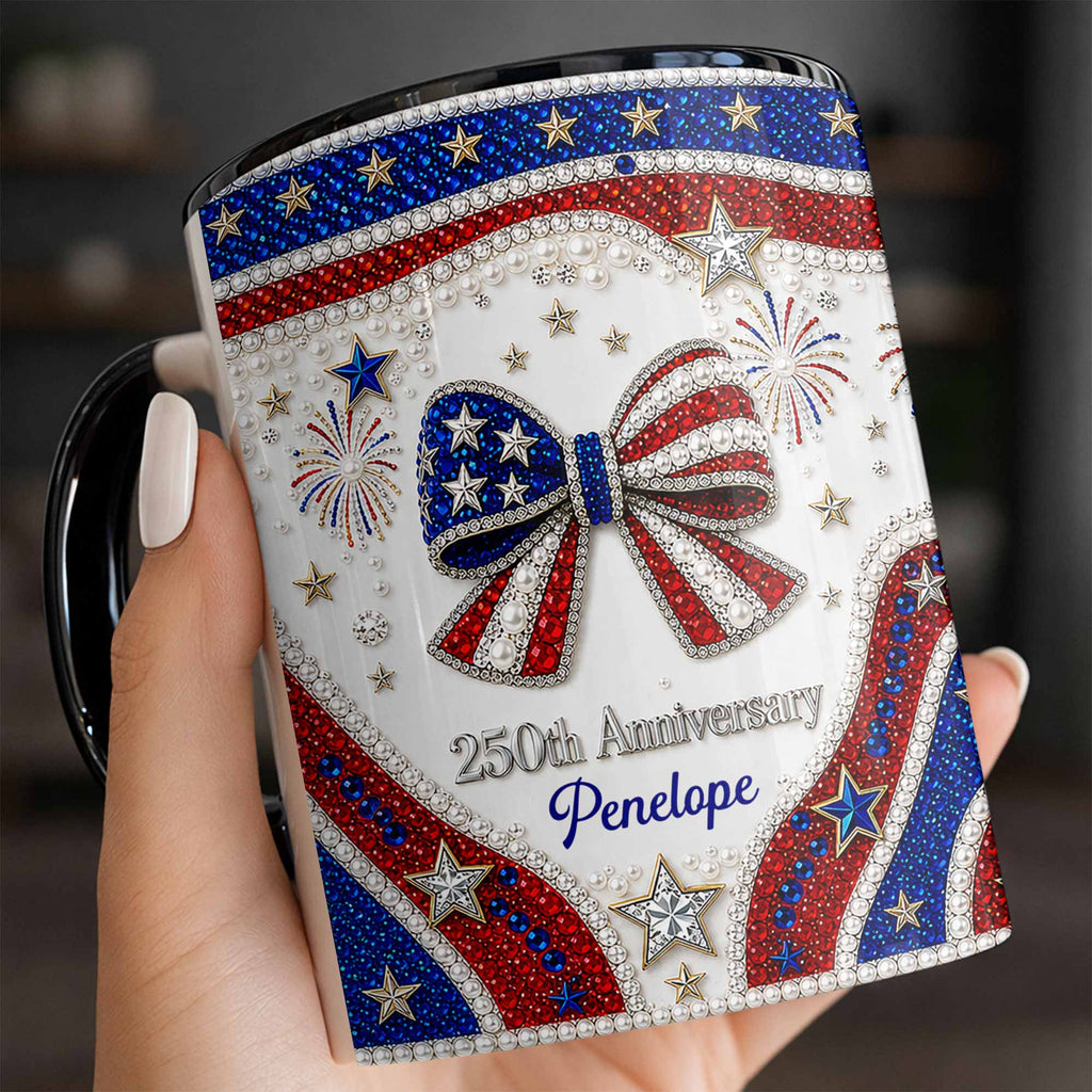 Personalized Accent Mug USA Flag Design Custom Gift for Couples Accent Mug GradoCreations