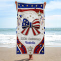 Personalized 4th of July Beach Towel Custom Name USA Flag Beach Towels GradoCreations