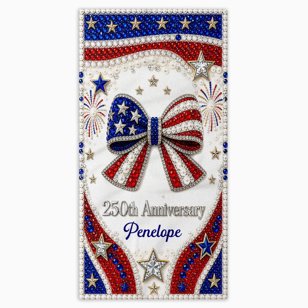 Personalized 4th of July Beach Towel Custom Name USA Flag Beach Towels GradoCreations