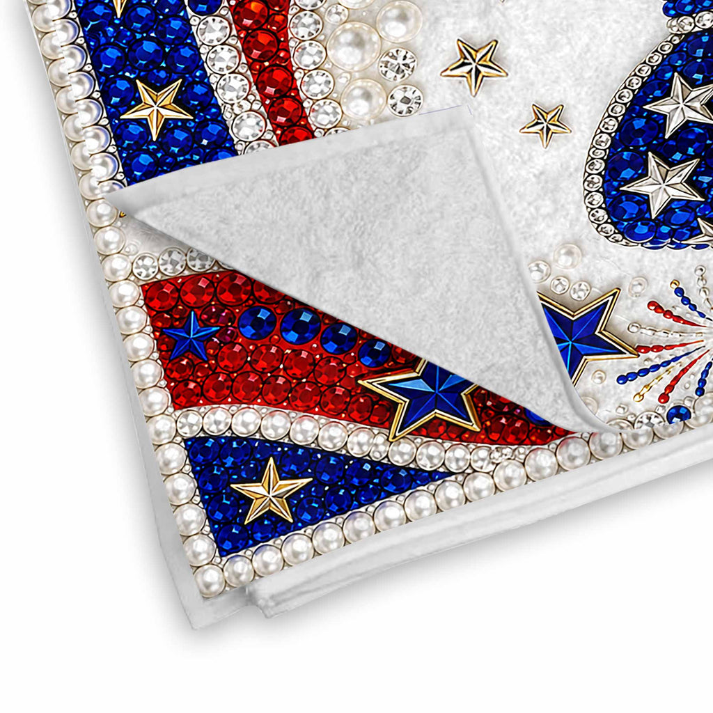 Personalized 4th of July Beach Towel Custom Name USA Flag Beach Towels GradoCreations