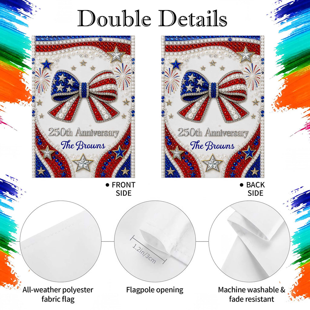 Personalized Garden Flag Patriotic Custom Family Gift 4th of July Garden Flag GradoCreations