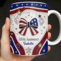 Personalized USA 250th Anniversary Rhinestone Coffee Mug Custom Name Gift Edge-to-edge Mug GradoCreations