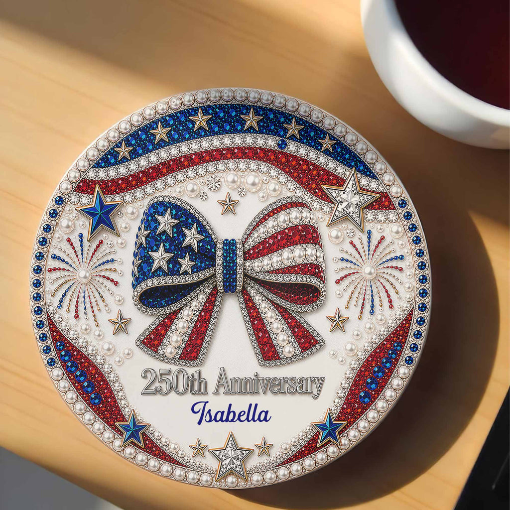 Personalized 250th Anniversary Ceramic Coaster Custom Name Gift for Family Ceramic Coaster GradoCreations