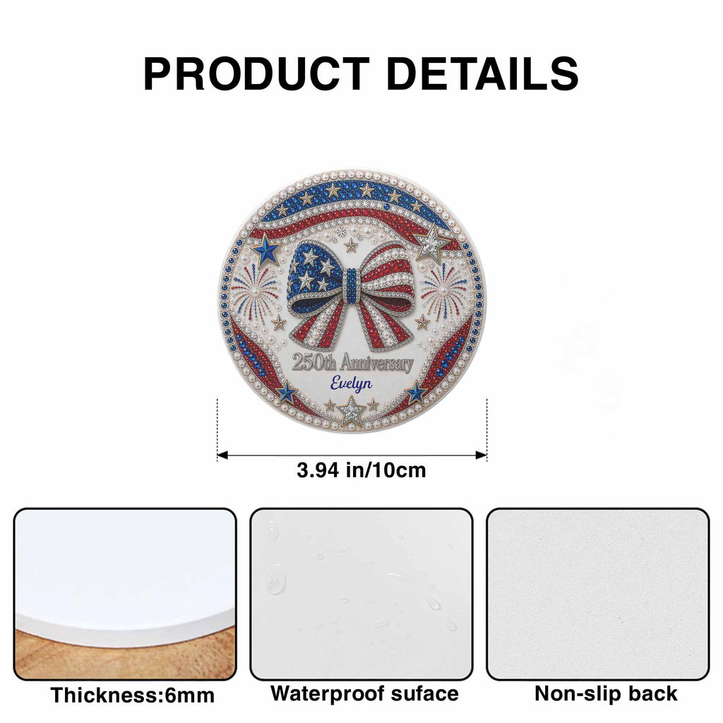 Personalized 250th Anniversary Ceramic Coaster Custom Name Gift for Family Ceramic Coaster GradoCreations