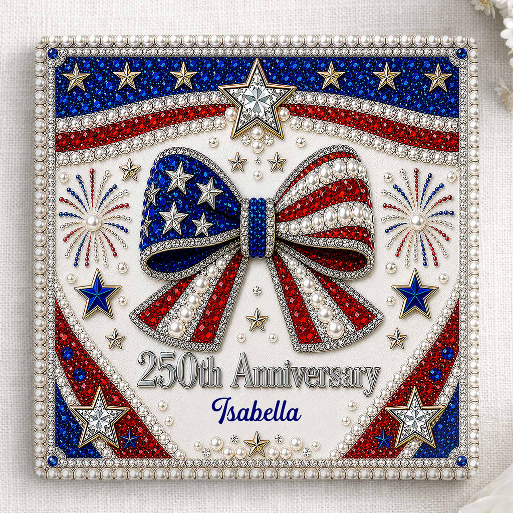 Personalized American Flag Ceramic Coaster Unique Gift Square Ceramic Coaster GradoCreations