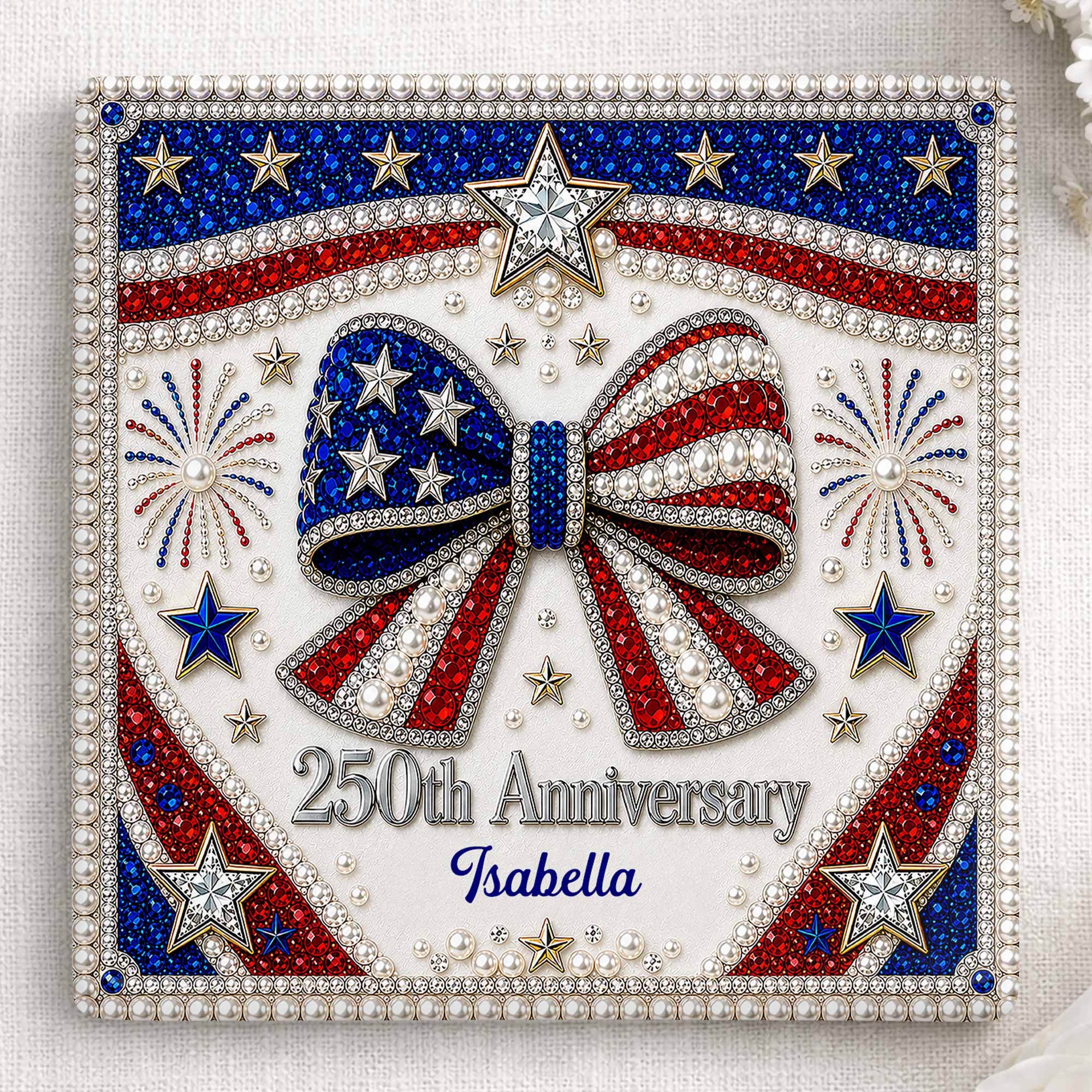 Personalized American Flag Ceramic Coaster Unique Gift Square Ceramic Coaster GradoCreations