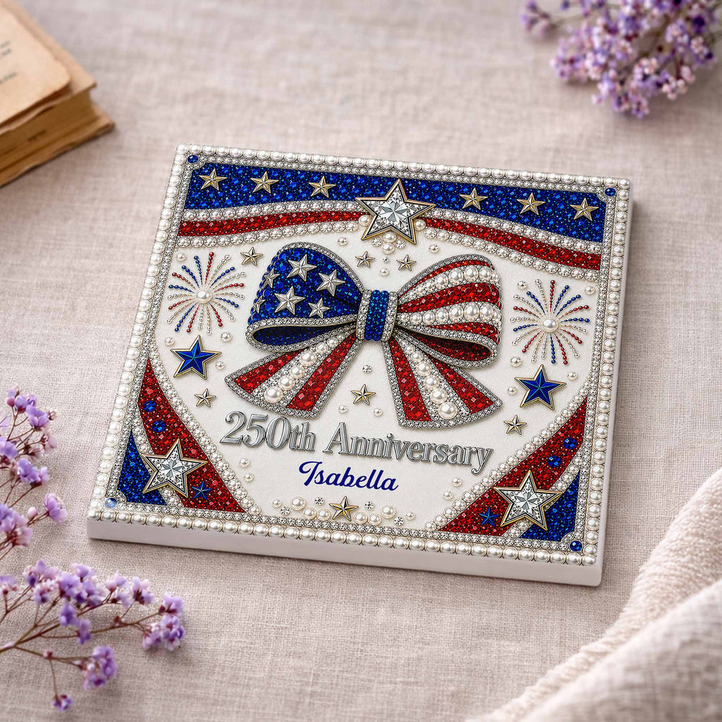 Personalized American Flag Ceramic Coaster Unique Gift Square Ceramic Coaster GradoCreations