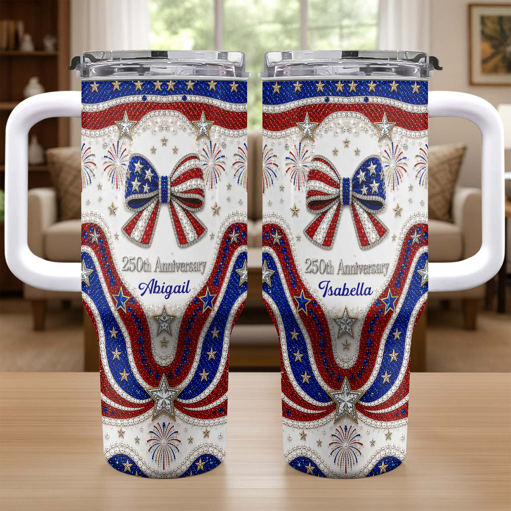 Personalized 40oz Tumbler with Straw Custom Name Gift for Independence Day 40oz Tumbler GradoCreations