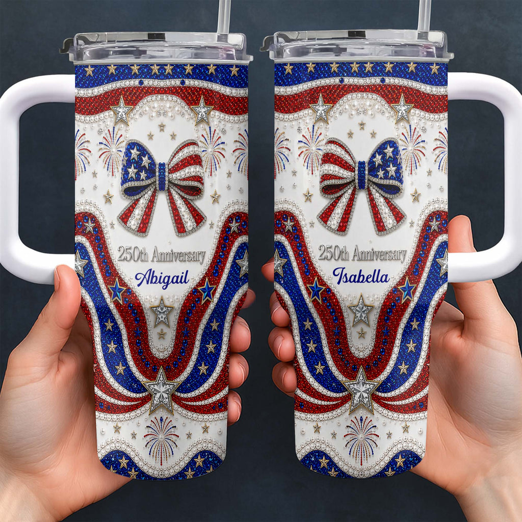Personalized 40oz Tumbler with Straw Custom Name Gift for Independence Day 40oz Tumbler GradoCreations