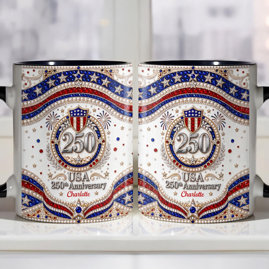 Personalized 250th Anniversary Patriotic Accent Mug Gift Accent Mug GradoCreations