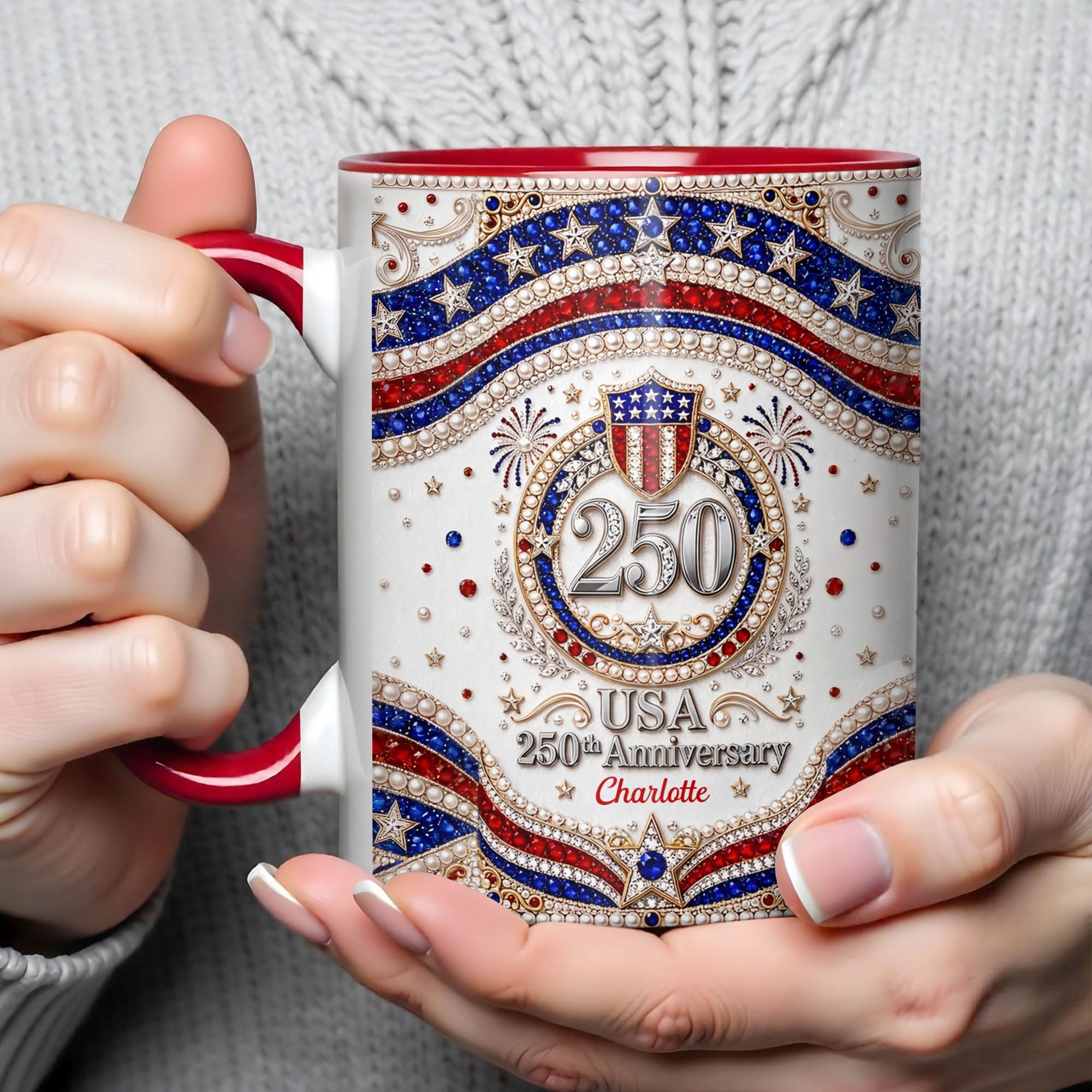 Personalized 250th Anniversary Patriotic Accent Mug Gift Accent Mug GradoCreations