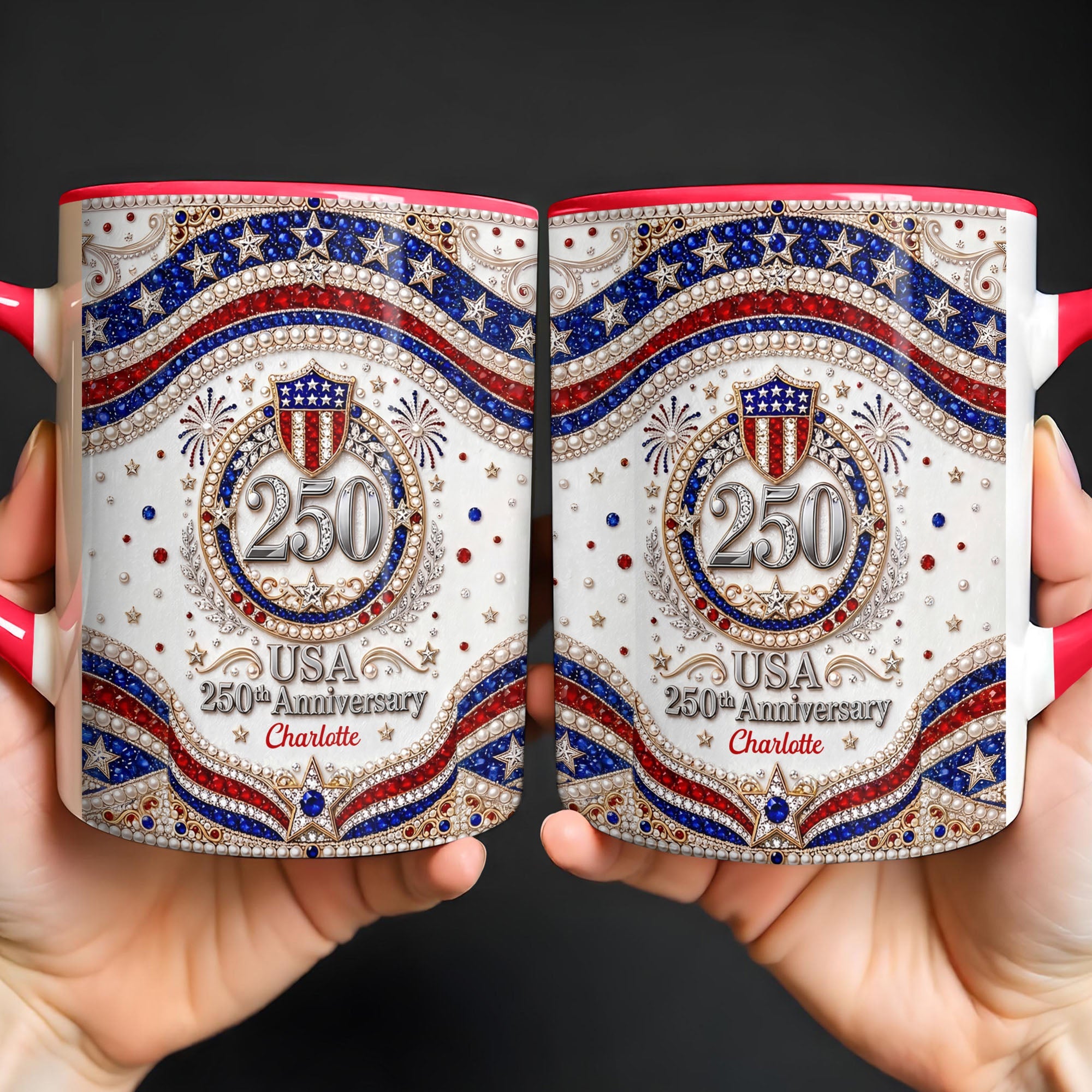 Personalized 250th Anniversary Patriotic Accent Mug Gift Accent Mug GradoCreations