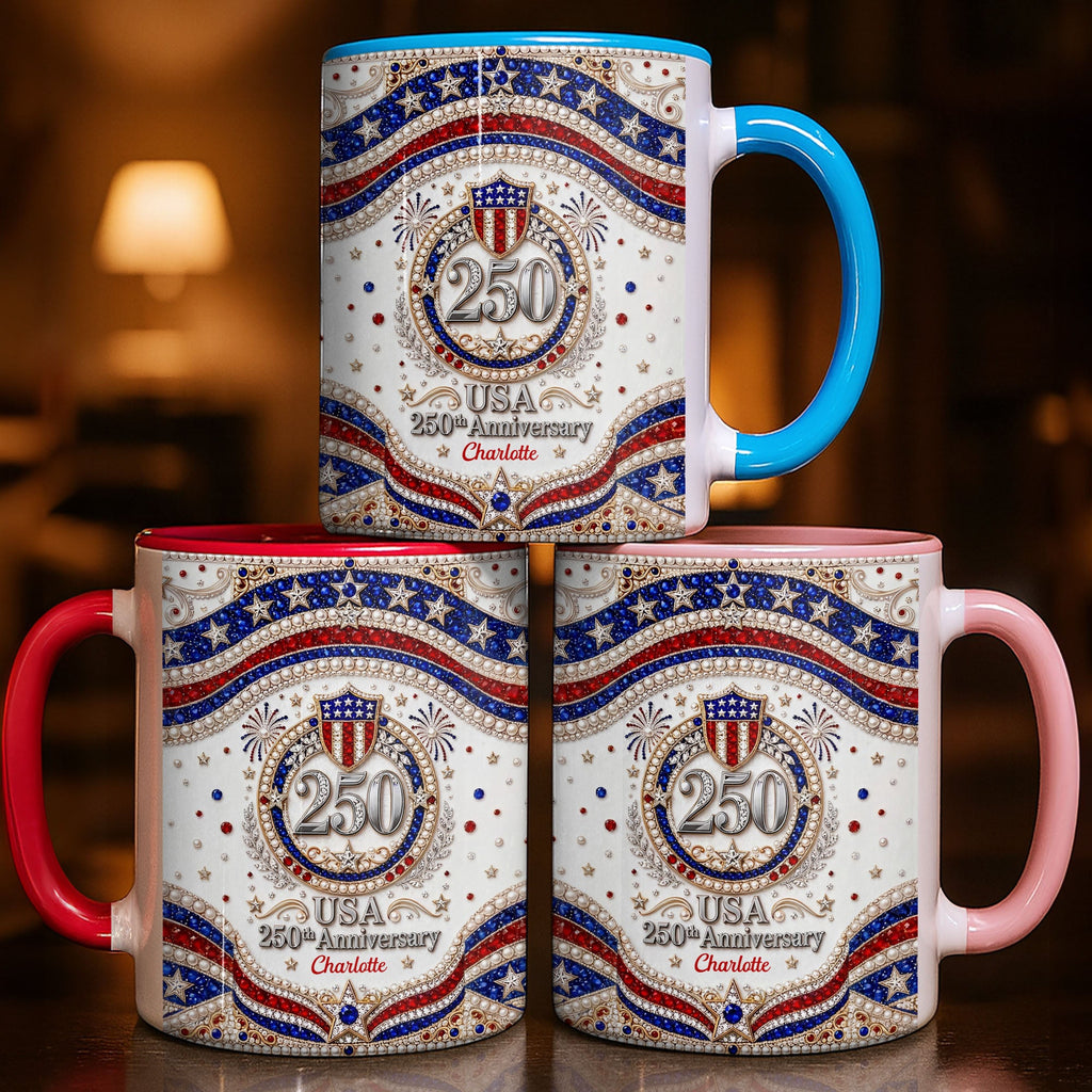 Personalized 250th Anniversary Patriotic Accent Mug Gift Accent Mug GradoCreations