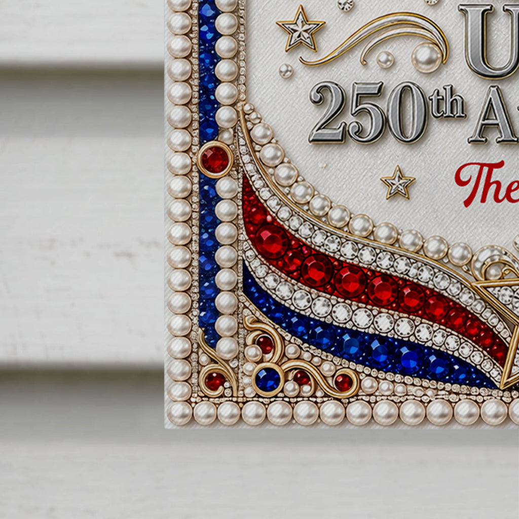 Personalized 3D Rhinestone Stars Flag Custom Name for Family Garden Flag GradoCreations