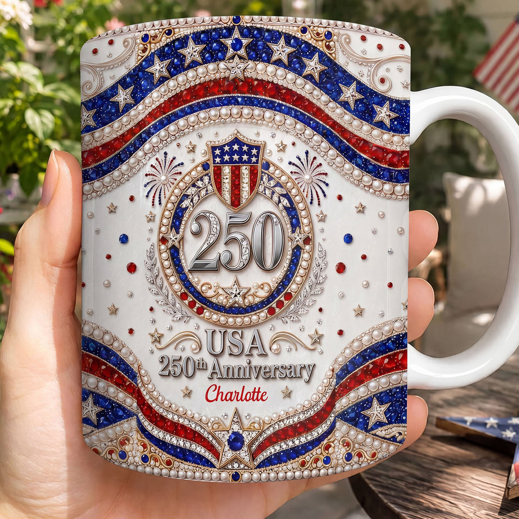 Personalized USA Patriotic Coffee Mug Custom Name Gift for Dad Edge-to-edge Mug GradoCreations