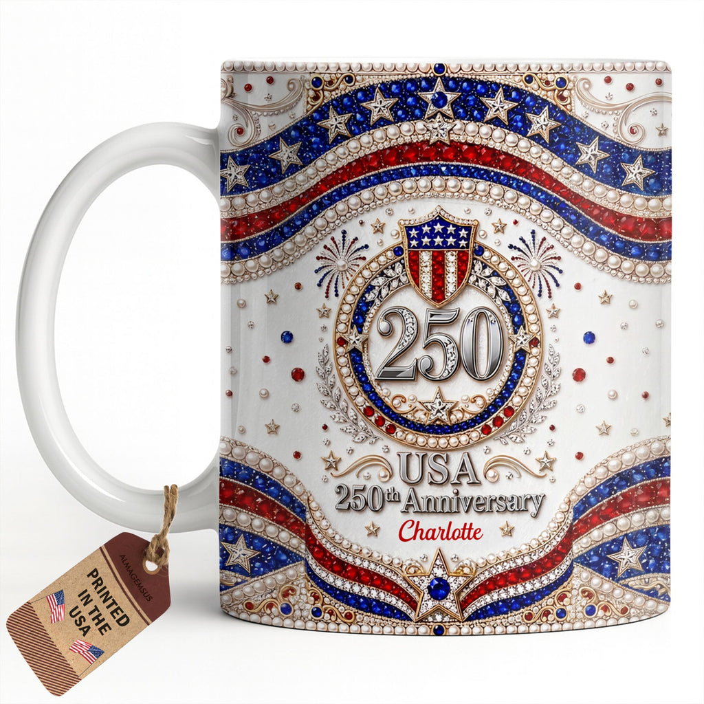 Personalized USA Patriotic Coffee Mug Custom Name Gift for Dad Edge-to-edge Mug GradoCreations