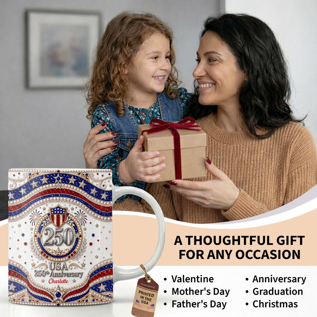 Personalized USA Patriotic Coffee Mug Custom Name Gift for Dad Edge-to-edge Mug GradoCreations