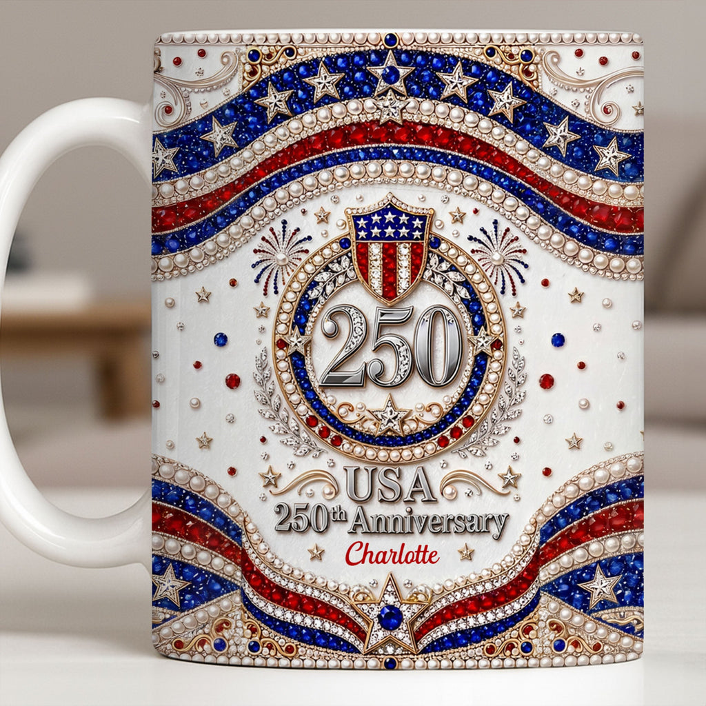 Personalized USA Patriotic Coffee Mug Custom Name Gift for Dad Edge-to-edge Mug GradoCreations