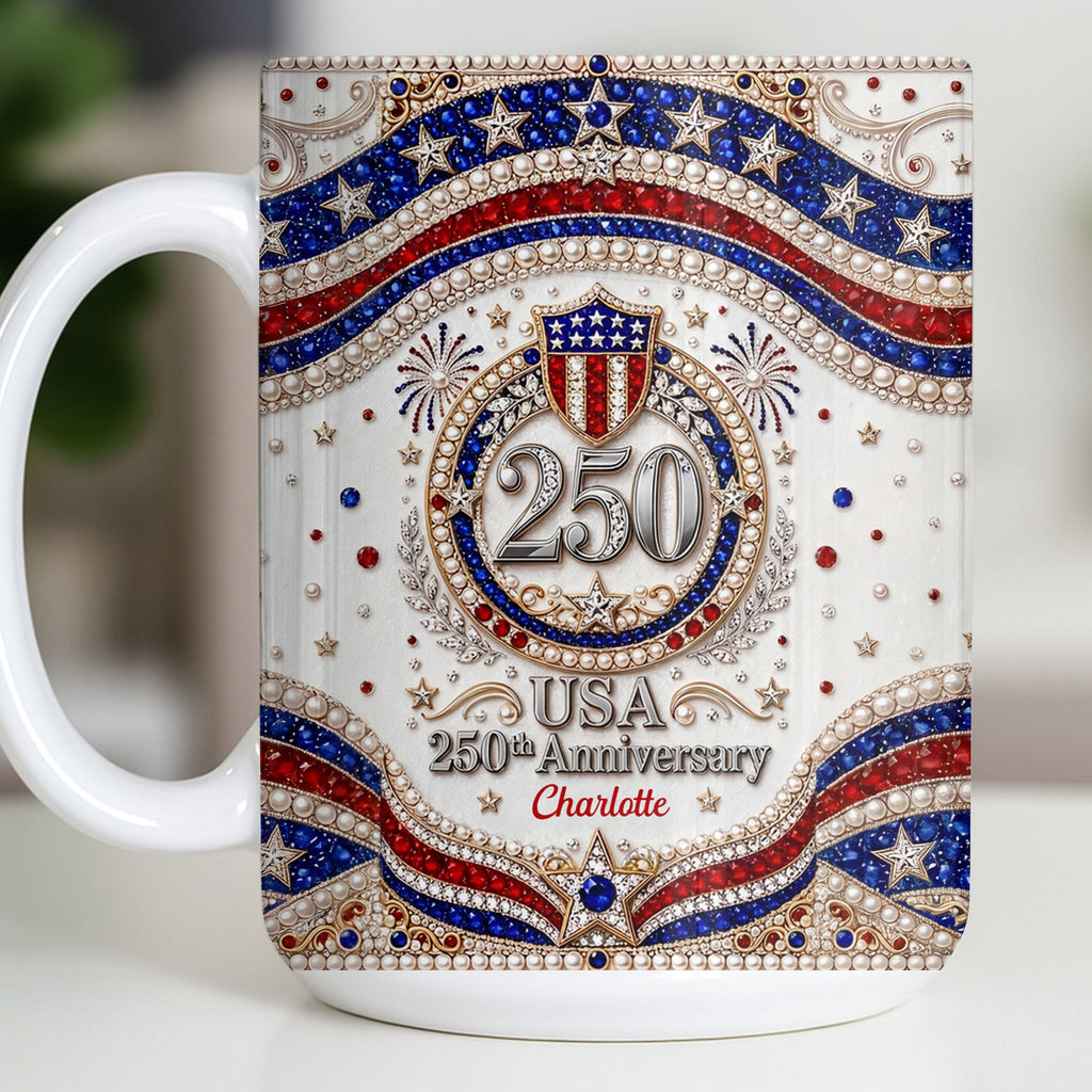 Personalized USA Patriotic Coffee Mug Custom Name Gift for Dad Edge-to-edge Mug GradoCreations