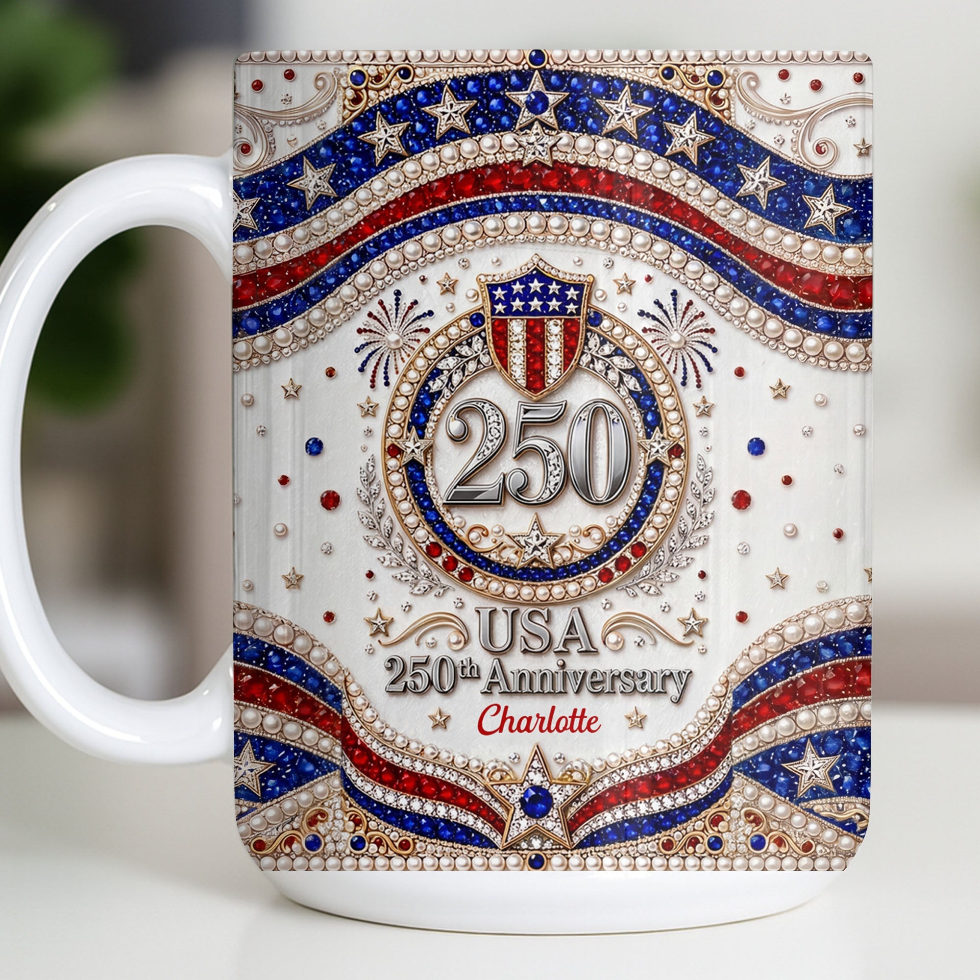 Personalized USA Patriotic Coffee Mug Custom Name Gift for Dad Edge-to-edge Mug GradoCreations