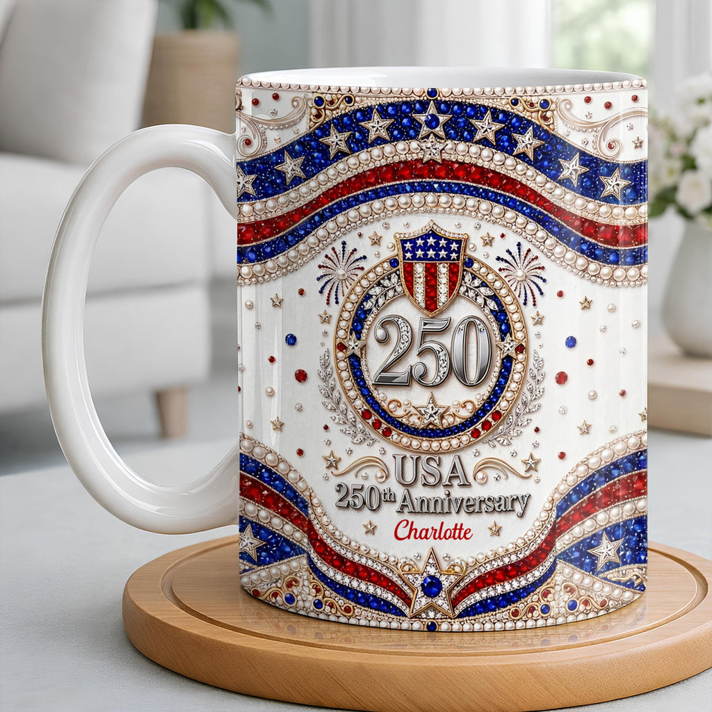 Personalized USA Patriotic Coffee Mug Custom Name Gift for Dad Edge-to-edge Mug GradoCreations