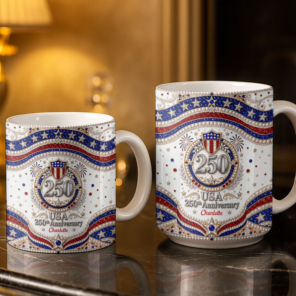 Personalized USA Patriotic Coffee Mug Custom Name Gift for Dad Edge-to-edge Mug GradoCreations