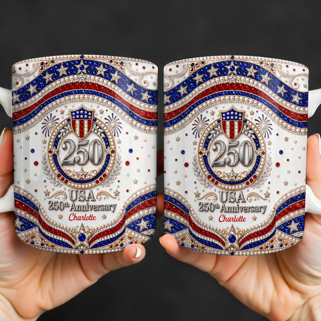 Personalized USA Patriotic Coffee Mug Custom Name Gift for Dad Edge-to-edge Mug GradoCreations